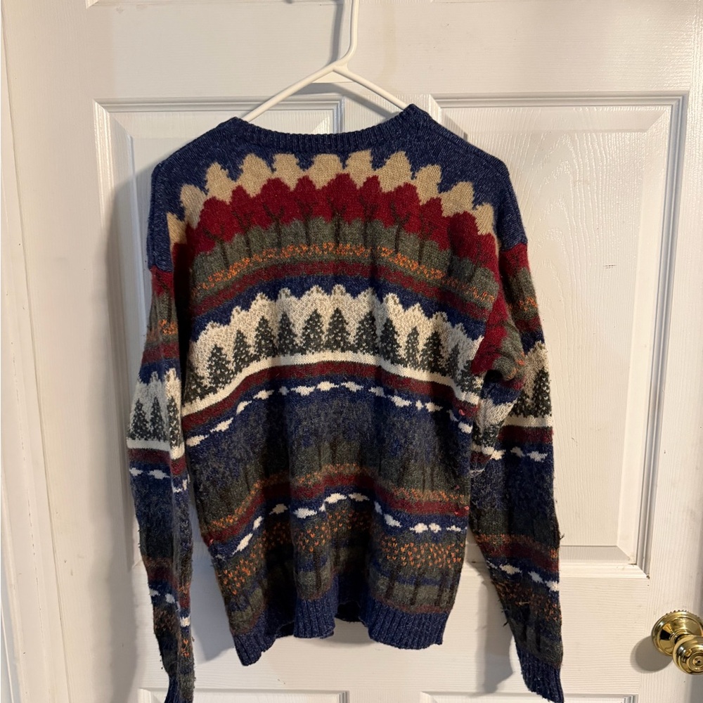 Vintage Northern Reflections Blue and Red Knit Sweater - Picture 2 of 3
